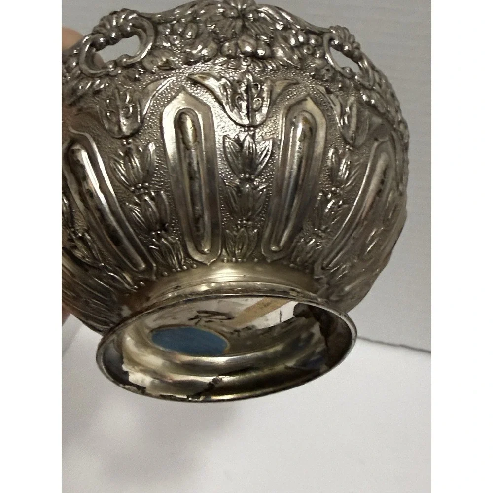 VTG Raimond Silverplate Ornate Footed Bowl Vintage‎ Tarnished Patina Pierced Rim
